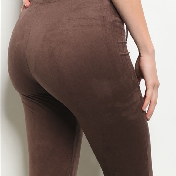 ❌DONATED❌Brown Velour Lace Up Design Legging Pants - Picture 3 of 9
